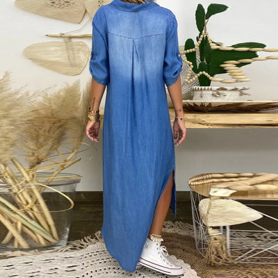 Margot™ | Robe longue en jean avec fente latérale