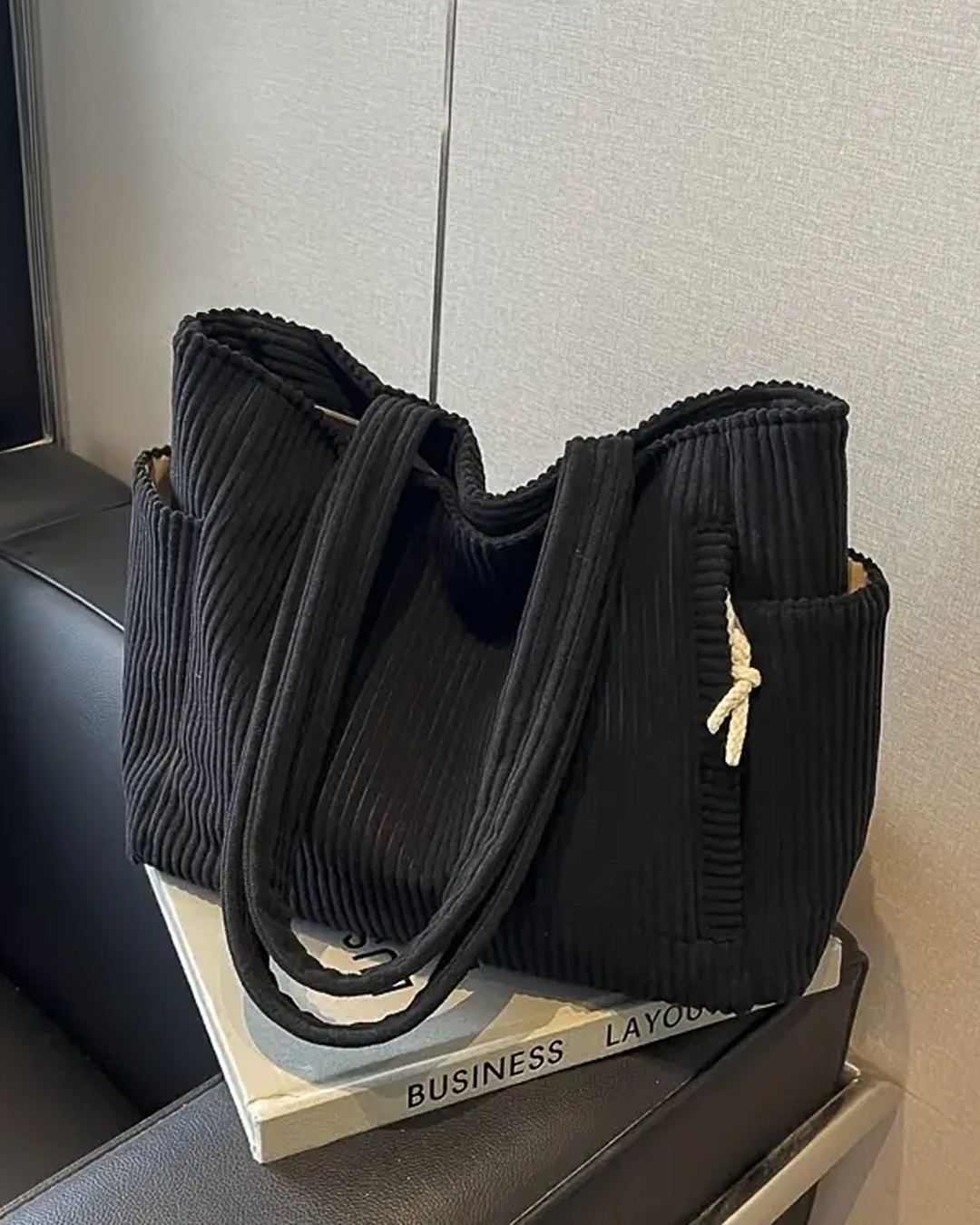 Evy™ | Sac à provisions côtelé avec détail en cordon