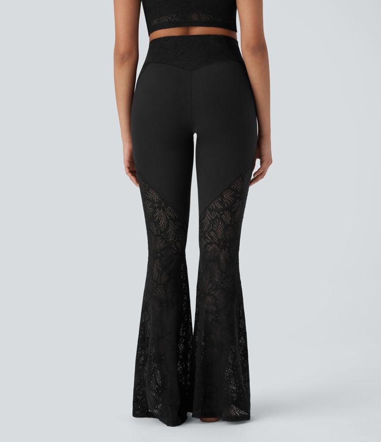 Éveil™ | Legging de yoga évasé avec taille haute et détails en dentelle