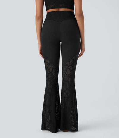 Éveil™ | Legging de yoga évasé avec taille haute et détails en dentelle