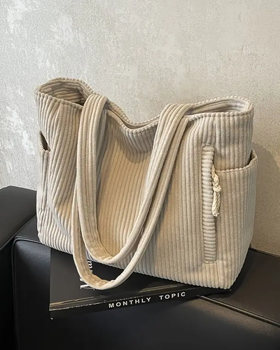Evy™ | Sac à provisions côtelé avec détail en cordon