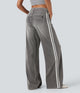 Avenue™ | Jean large taille haute en denim stretch, poches et rayures