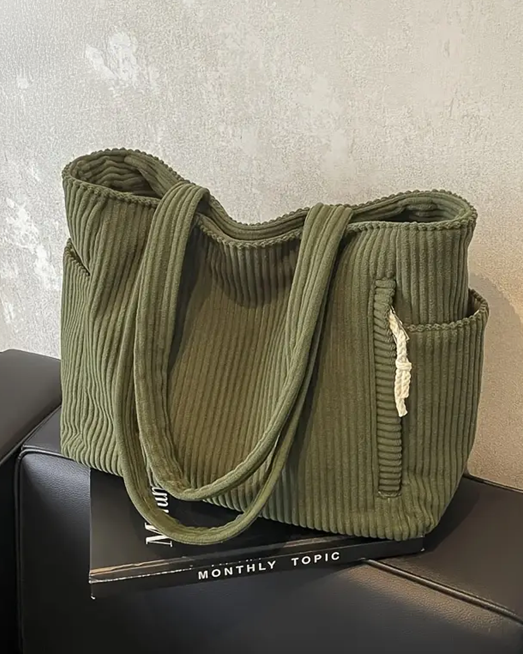 Evy™ | Sac à provisions côtelé avec détail en cordon