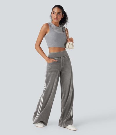 Avenue™ | Jean large taille haute en denim stretch, poches et rayures