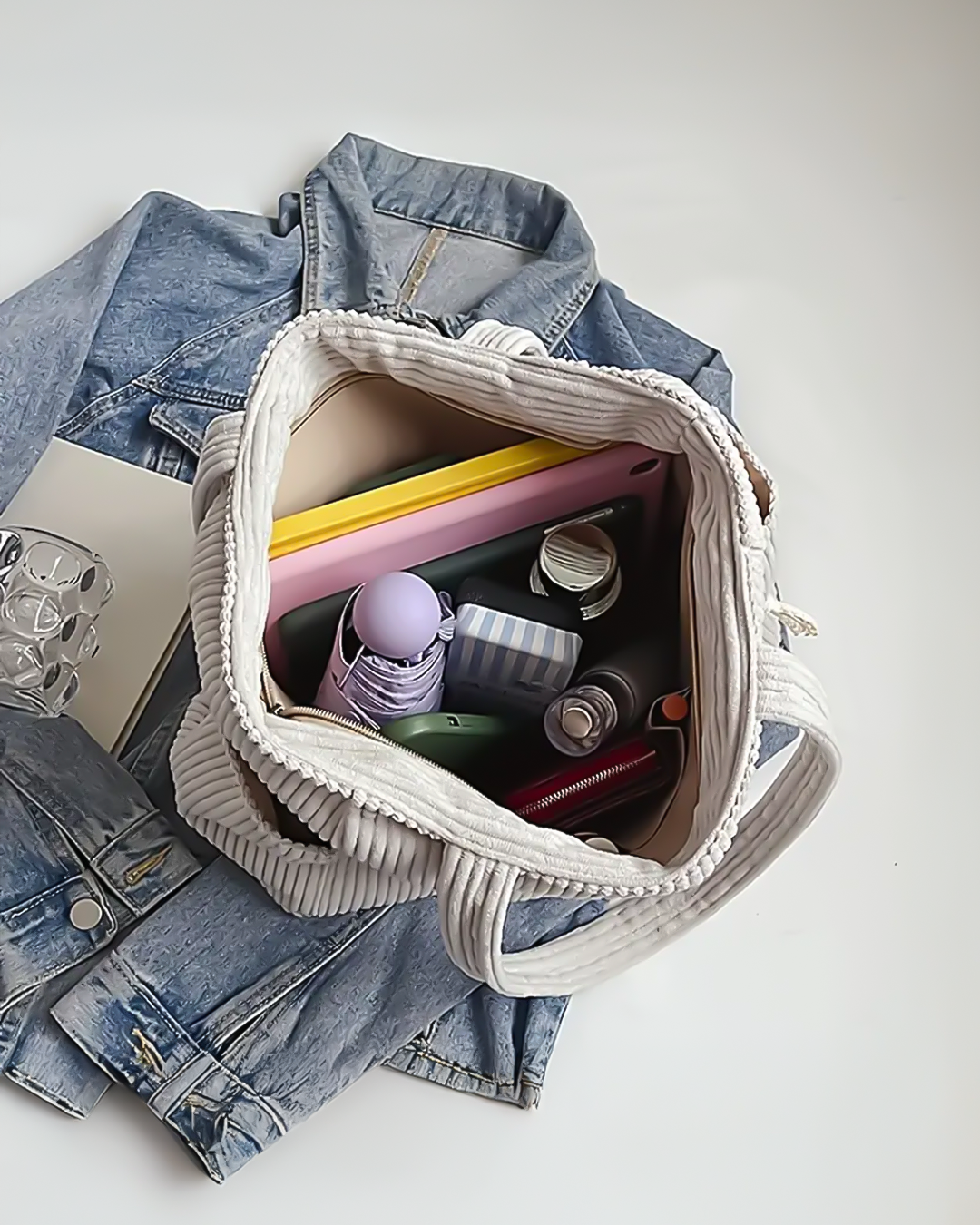 Evy™ | Sac à provisions côtelé avec détail en cordon
