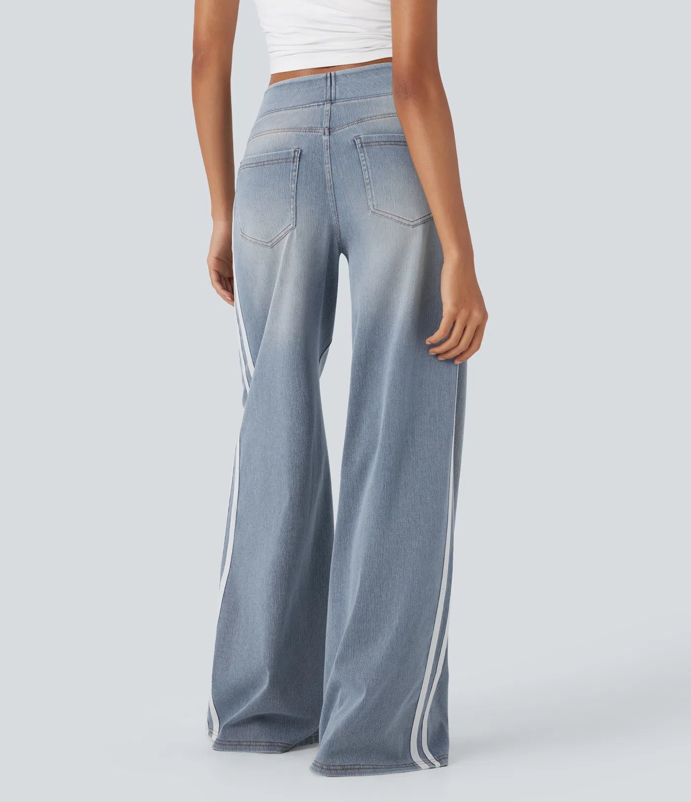 Avenue™ | Jean large taille haute en denim stretch, poches et rayures